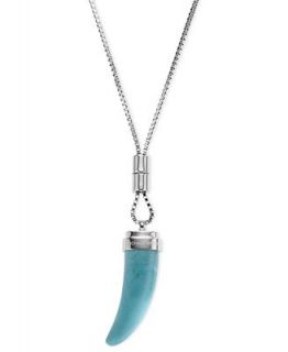 Michael Kors Silver Tone Turquoise Horn Pendant Necklace   Fashion Jewelry   Jewelry & Watches