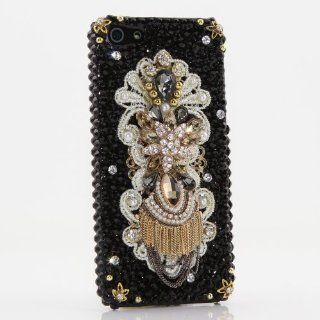 Luxury Bling iphone 5 5S Case Cover Faceplate 3D Swarovski Crystal Pearls Black & Gold Diamond Design (100% Handcrafted by BlingAngels) Cell Phones & Accessories