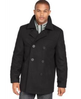 Kenneth Cole Coat, Wool Blend Peacoat with Scarf   Coats & Jackets   Men