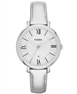 Fossil Womens Jacqueline Silver Metallic Leather Strap Watch 36mm ES3436   Watches   Jewelry & Watches