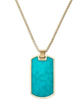 Michael Kors Gold Tone Horn Dog Tag Pendant Necklace   Fashion Jewelry   Jewelry & Watches
