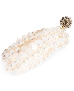 14k Gold Cultured Freshwater Pearl (5mm) & Diamond Accent Bracelet   Bracelets   Jewelry & Watches