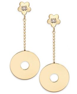 14k Gold Earrings, Diamond Accent Disc Earrings   Earrings   Jewelry & Watches