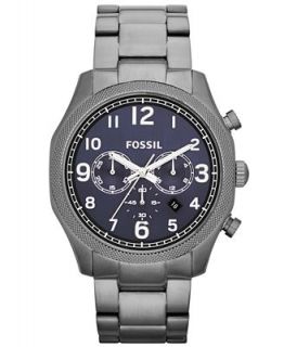 Fossil Mens Chronograph Foreman Gray Tone Stainless Steel Bracelet Watch 45mm FS4863   Watches   Jewelry & Watches