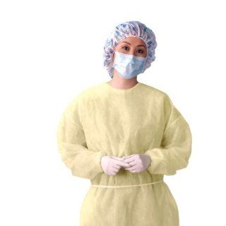Lightweight Multi Ply Isolation Gowns, Yellow, Regular/Large, GOWN, ISO, LTWT, WAIST/NCK TIES, YEL, REG   1 CS, 50 EA Protective Lab Coats And Jackets