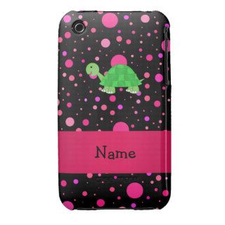 Personalized name turtle pink polka dots iPhone 3 Case Mate cases