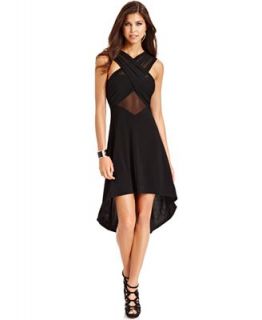Wishes Wishes Wishes Juniors Dress, Sleeveless Cutout Sheer High Low   Juniors Dresses