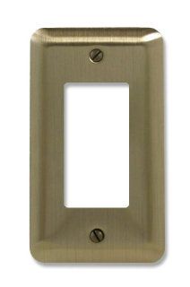 Amerelle 154R Decorative Steel Round Corner Rocker/GFCI Wallplate, Brushed Brass   Switch And Outlet Plates  