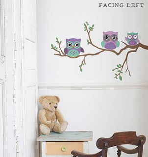 children's owl wall sticker by oakdene designs