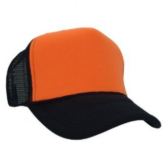 Industrial Trucker Mesh Caps Plain Baseball Hat Neon Tone One Size Neon Orange/Black Clothing