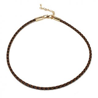 Studio Barse Braided Leather and Bronze "Cord" 18" Necklace