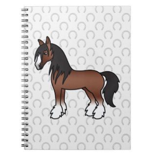 Brown Cartoon Gypsy Vanner Shire Clydesdale Horse Journals