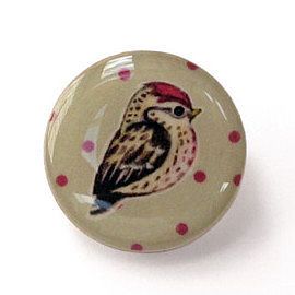 circular spotty bird brooch by kiki's