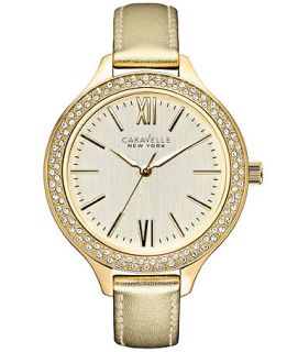 Caravelle New York by Bulova Womens Gold Metallic Leather Strap Watch 37mm 44L131   Watches   Jewelry & Watches
