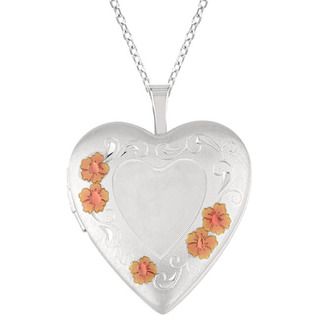 Sterling Silver Flower Design Heart Locket Necklace Lockets Necklaces