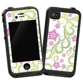 Pink Floral and Green Swirls "Protective Decal Skin" for LifeProof iPhone 4/4s Case Cell Phones & Accessories