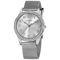 Vernier Women's Silver Tone Crystal Stone Bezel Mesh Strap Watch Vernier Women's Vernier Watches