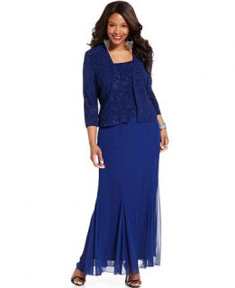 Alex Evenings Plus Size Sleeveless Glitter Gown and Jacket   Dresses   Plus Sizes