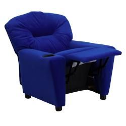 Contemporary Blue Microfiber Kids Recliner with Cup Holder Flash Furniture Kids' Chairs