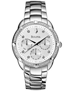 Bulova Womens Diamond Accent Stainless Steel Bracelet Watch 36mm 96R195   Watches   Jewelry & Watches