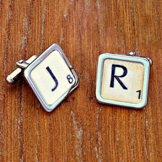 personalised letter tile cufflinks by posh totty designs boutique