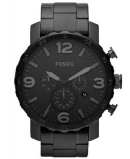 Fossil Mens Chronograph Gage Black Plated Stainless Steel Bracelet Watch 50mm JR1303   Watches   Jewelry & Watches