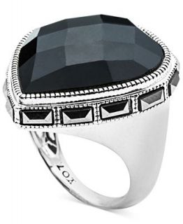 Judith Jack Sterling Silver Black Agate (12 1/8 ct. t.w.) and Marcasite (2 4/5 ct. t.w.) Cocktail Ring   Fashion Jewelry   Jewelry & Watches