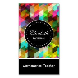 Mathematical Teacher  Colorful Mosaic Pattern Business Card Template
