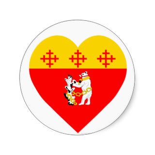 Warwickshire Flag Heart Round Stickers