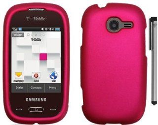 For Samsung Gravity Q T289 Rubberized Hard Cover Case with ApexGears Stylus Pen (Rose Pink) Cell Phones & Accessories