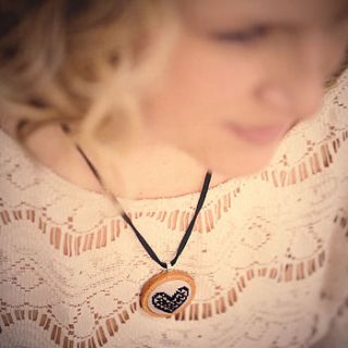 hand embroidered heart necklace by handstitched with love
