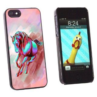 Graphics and More Horse Running Abstract Red Blue   Painterly Expressionism   Snap On Hard Protective Case for Apple iPhone 5/5s   Non Retail Packaging   Black Cell Phones & Accessories
