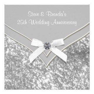 Elegant Silver 25th Wedding Anniversary Party Custom Announcement