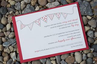 letterpress bunting wedding invitation by letterpress design