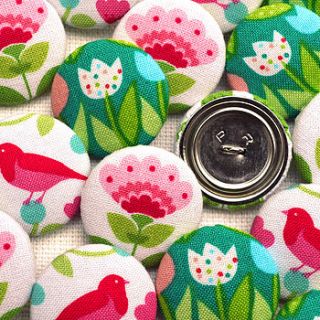 floral and birds fabric covered buttons by jenny arnott cards & gifts