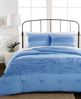 Origami Tucks Blue 3 Piece Full/Queen Duvet Cover Set   Bed in a Bag   Bed & Bath
