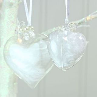 heart glass feather bauble by lisa angel homeware and gifts