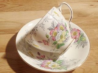 floral old china teacup candle by teacup candles