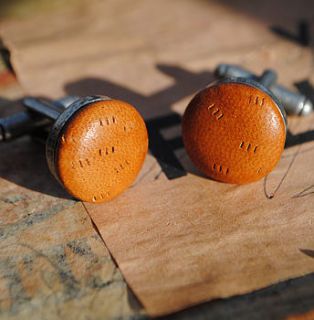 textured leather cufflinks by parkin & lewis