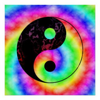 Rainbow Spiral Yin Yang Poster