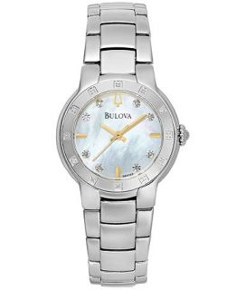 Bulova Womens Diamond Accent Stainless Steel Bracelet Watch 28mm 96R173   Watches   Jewelry & Watches