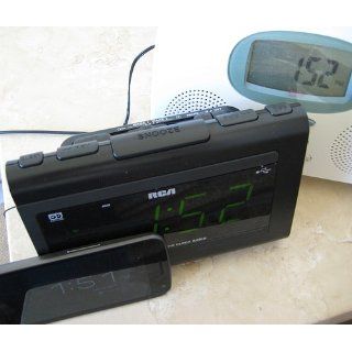 RCA RC142 Large Display Clock Radio with USB Charging Electronics