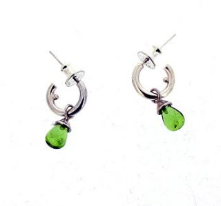 silver or gold mini hoop peridot earrings by will bishop jewellery design