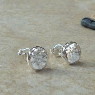 handmade silver pebble stud earrings by handmade silver by helle