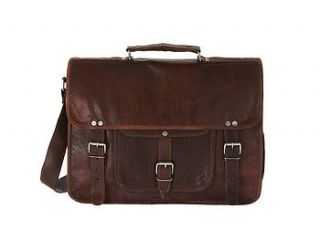 leather laptop bag with handle and pocket by vida vida