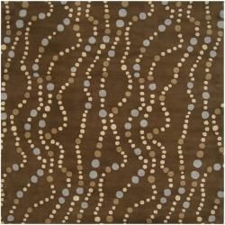 Hand tufted Brown Contemporary Geometric Mayflower Wool Rug (8' Square) Round/Oval/Square