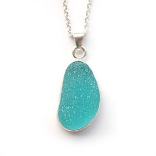 natural turquoise sea glass pendant by tania covo