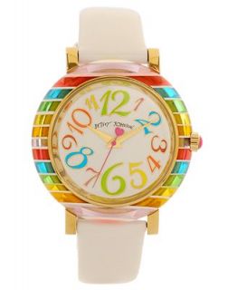 Betsey Johnson Watch, Womens White Patent Leather Strap 41mm BJ00118 03   Watches   Jewelry & Watches