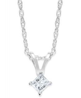 Diamond Necklace, 10k White Gold Round Cut Diamond Pendant (1/10 ct. t.w.)   Necklaces   Jewelry & Watches