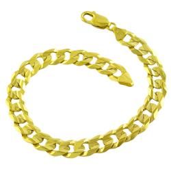 Fremada 10k Yellow Gold Men's 9 mm Flat Concave Curb Bracelet Fremada Men's Bracelets